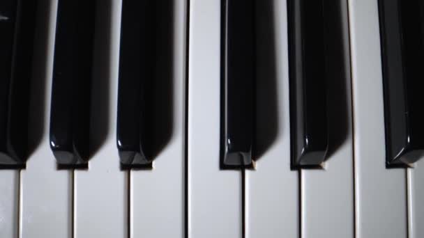 Черно Белые Клавиши Пианино Сверху — стоковое видео