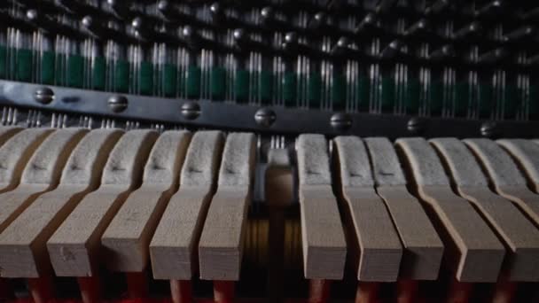 Piano Close View Hammers Strings Upright Piano — Stock Video
