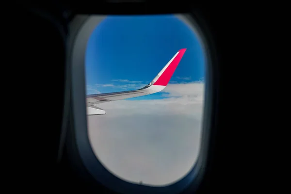 Flügel Eines Flugzeugs Blick Aus Dem Fenster — Stockfoto