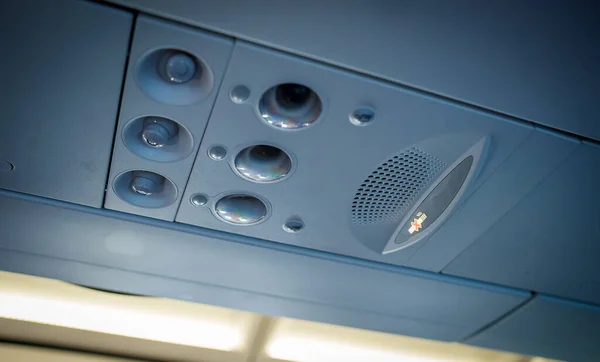 Wnętrze Wewnątrz Samolotu Zakaz Palenia Znak — Zdjęcie stockowe