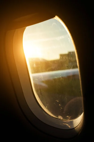 Plane Taking Landing View Window — Stock Photo, Image