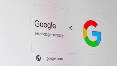 New York, ABD - 31.05.2023: Google teknoloji şirketi logosu ekranda. Yazı.