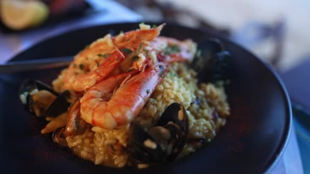 Seafood Risotto Seafood Table Restaurant — Stock Video
