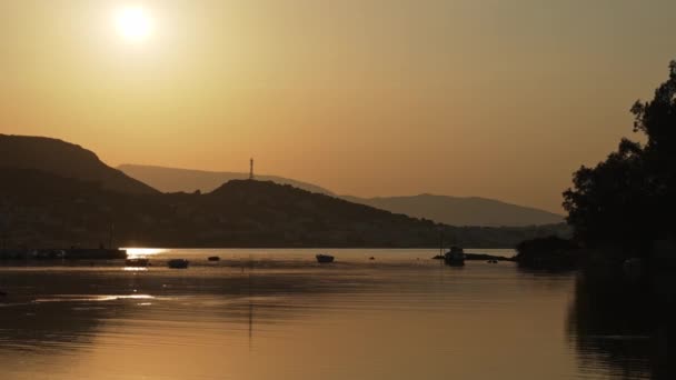 Sonnenuntergang Hafen Von Porto Rafti Griechenland — Stockvideo