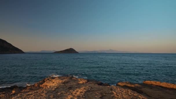 Zatoka Zachodzie Słońca Pobliżu Plaży Avlaki — Wideo stockowe