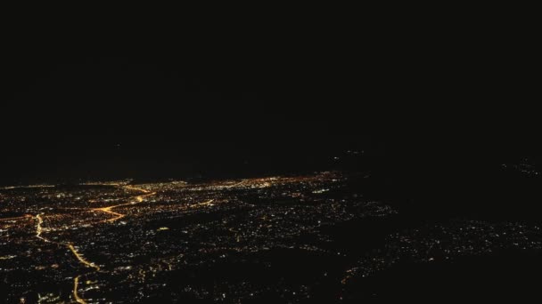 Gece Atina Uçak Havadan Görünümü — Stok video