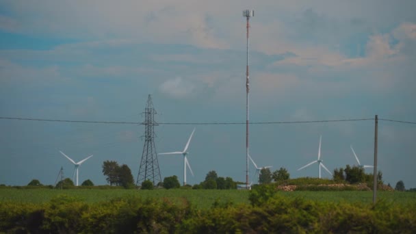 Wind Turbines Park Eco Energy Concept — Vídeo de Stock