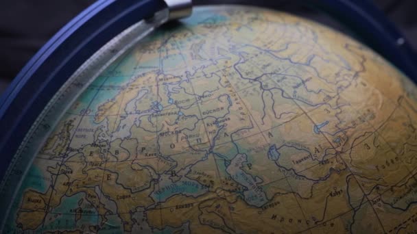 Kontinen Eurasia Dunia Lama Dengan Nama Dalam Bahasa Rusia — Stok Video