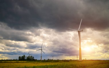 Wind turbines park. Eco-energy concept.