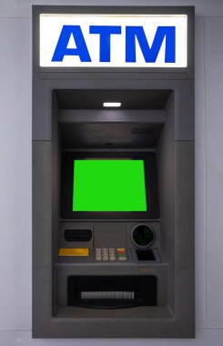 ATM makinesi. Metnin için krom anahtar ekranı.