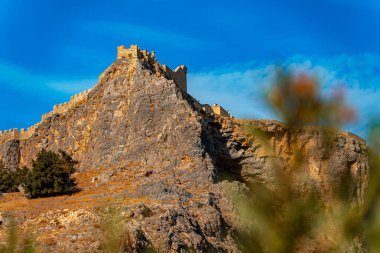 Lindos, Rodos, Yunanistan 'ın Ortaçağ Akropolü.