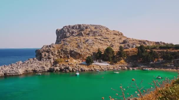 Secluded Agios Pavlos Beach Saint Paul Bay Rhodes — Stock Video