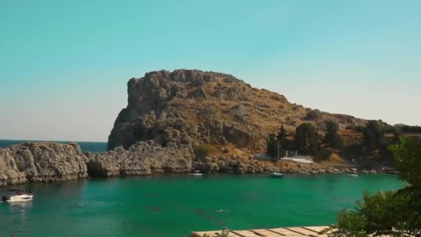 Високі Скелі Затоці Святого Павла Родосі Греції — стокове відео