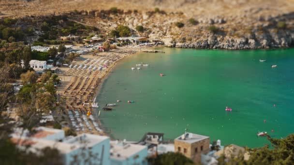 Παραλία Λίνδος Στο Νησί Της Ρόδου Στην Ελλάδα — Αρχείο Βίντεο