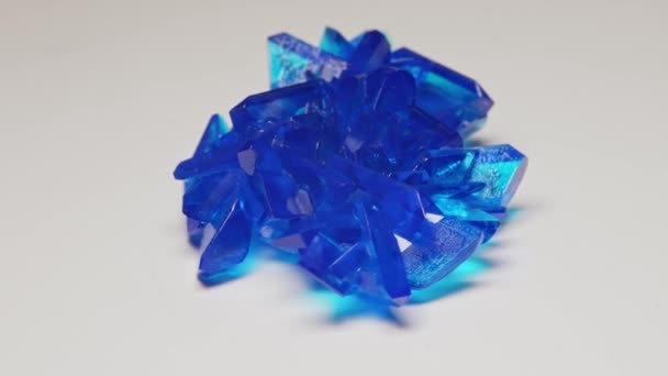 Blue Crystals Grown Copper Sulphate — Stock Video