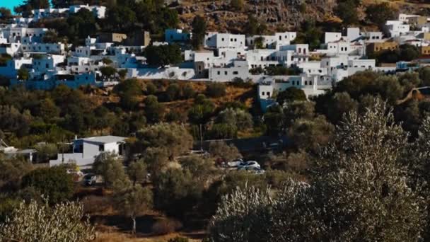 Majestic Lindos Acropolis Old Town — Stock Video
