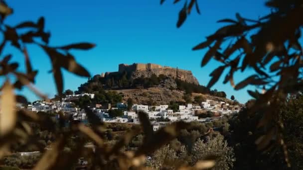 Majestic Lindos Acropolis Old Town — Stock Video