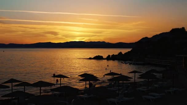 Piękny Zachód Słońca Plaży Pefkos Wyspie Rodos Grecji — Wideo stockowe