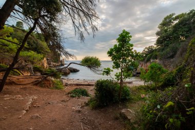 Wild beach in the Bay of Antibes Billionaires. clipart