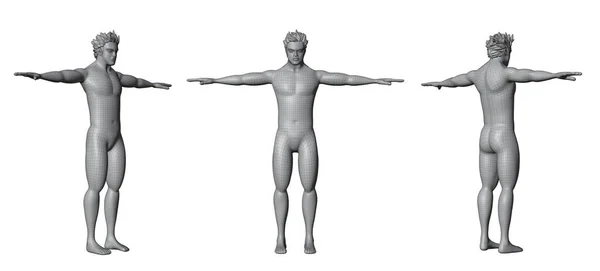 Rama Drutu Ludzkie Ciało Odizolowane Białym Tle Projektowanie Technologii Wielokątnych — Zdjęcie stockowe