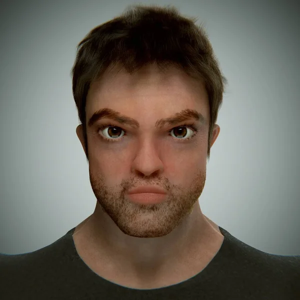 3Dリアルな男性キャラクターの肖像 — ストック写真