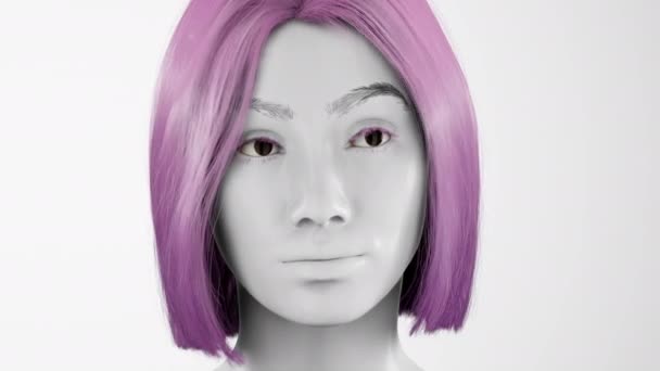 Robot Hyper Réaliste Féminin Cyborg Studio Avec Lumière Blanche Intelligence — Video