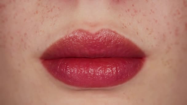 Female Lips Closeup Studio Light Render — Stock Video