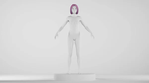Robot Wanita Hiper Realistik Atau Cyborg Studio Dengan Cahaya Putih — Stok Foto