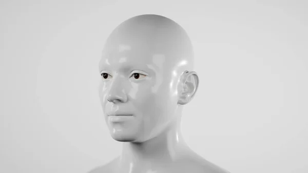 Mužský Hyperrealistický Robot Nebo Kyborg Studiu Bílým Světlem Umělá Inteligence — Stock fotografie