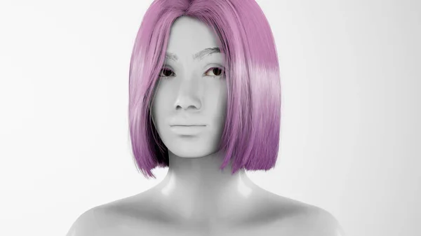 Female Hyper Realistic Robot Cyborg Studio White Light Artificial Intelligence — Stock Photo, Image