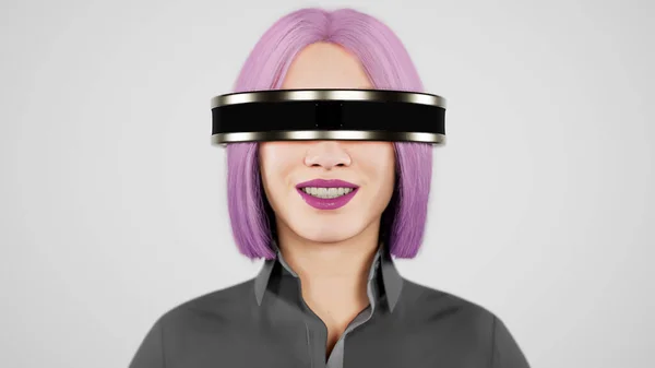 Tecnologia Gioco Online Intrattenimento Mondo Virtuale Nella Simulazione Donna Millenaria — Foto Stock