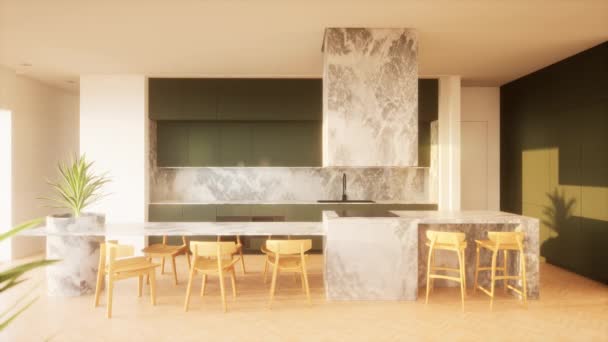 Design Interiores Cozinha Luxuosa Moderna Render Animação — Vídeo de Stock