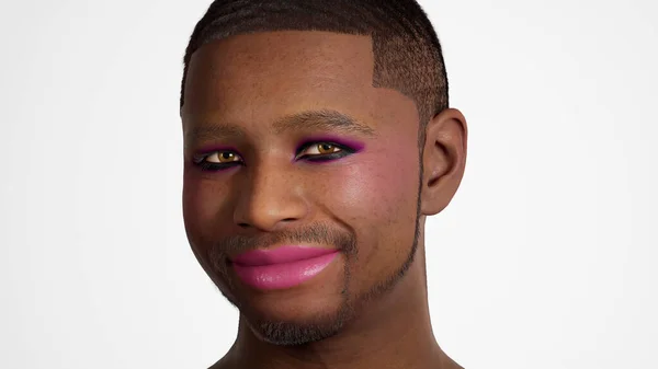 Portrét Homosexuál Izolovaný Pozadí Studia Happy Gen Estetický Igbt Model — Stock fotografie