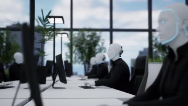 Animação Robôs Humanóides Que Trabalham Escritório Moderno Conceito Futuro — Vídeo de Stock