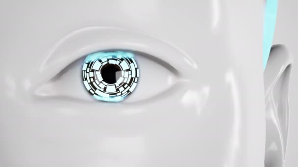 Sluit Ogen Van Humanoïde Robot Technologieën Het Futuristische Animatie — Stockvideo