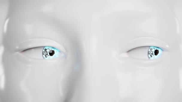 Guarda Vicino Robot Umanoidi Tecnologie Nel Futuristico Animazione — Video Stock