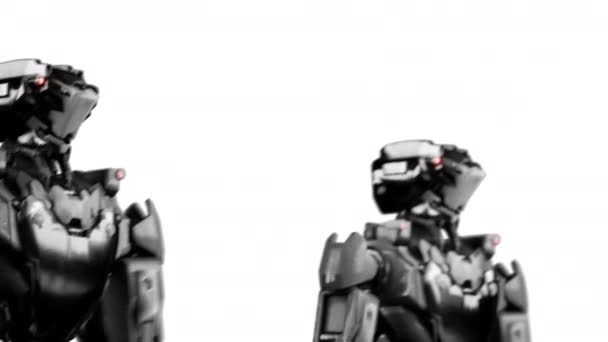 Representación Caminar Ejército Robótica Grupo Industrial Máquinas Cyborg Sobre Fondo — Vídeo de stock