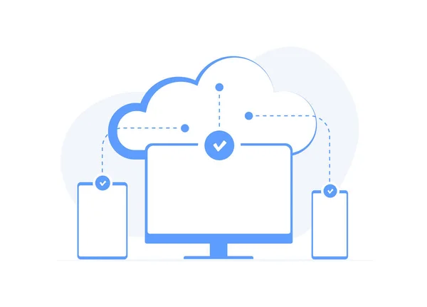 Cloud Computing Services Concept Solution Stockage Données Ligne Serveur Cloud — Image vectorielle