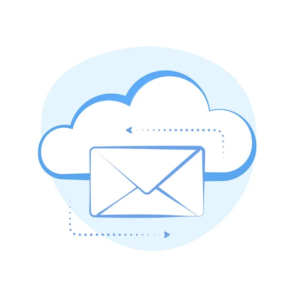 Email Cloud Service Med Online Meddelandekoncept Molnvärd Kommunikation Med Distansåtkomst — Stock vektor