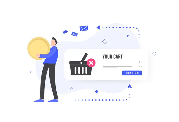 Abandoned Cart Recovery Strategy Ecommerce Business Concept Send Customizable Emails — Stock Vector
