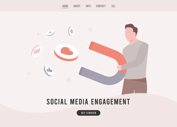 Social Media Engagement Business Concept Publieksbetrokkenheid Bij Digitale Marketing Meer — Stockvector