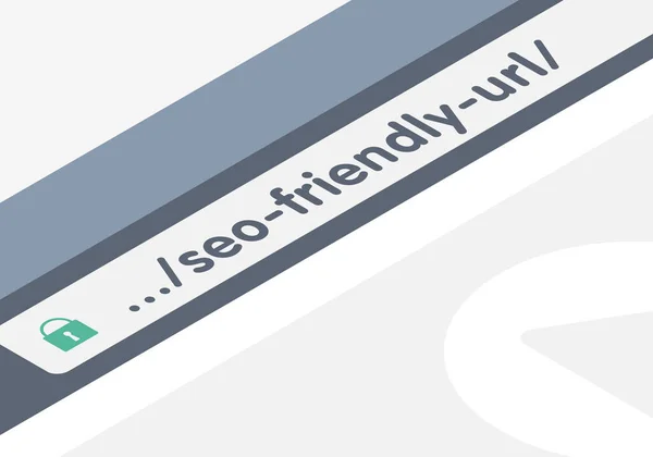 Seo Friendly Url Concept Illustratie Internet Browser Met Adresbalk Seo — Stockvector