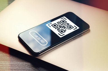 QR Kod Ödeme - hızlı, güvenli ve ulaşılamaz ve nakitsiz ödeme yöntemi QR kodlarını taramak için cep telefonu uygulaması kullanıyor. Güvenli ve verimli işlemler için QR kodlarının gücü vurgulanıyor.