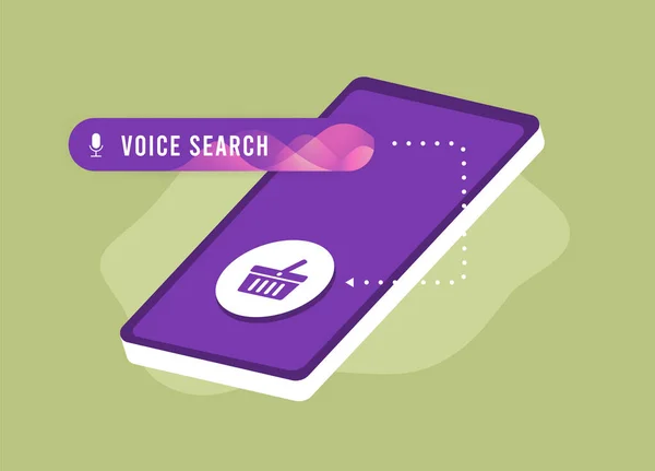 Voice Search Winkelen Commerce Business Concept Spraakherkenning Basis Van Spraakherkenning — Stockvector