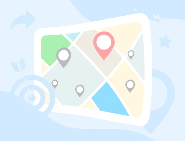 Lokales Suchkonzept Karte Mit Roter Nadel Zeigt Die Bequemlichkeit Lokale — Stockvektor