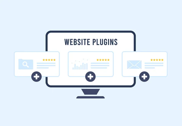 Conceito Plugin Site Melhorar Comércio Eletrônico Cms Com Extensões Scripts — Vetor de Stock