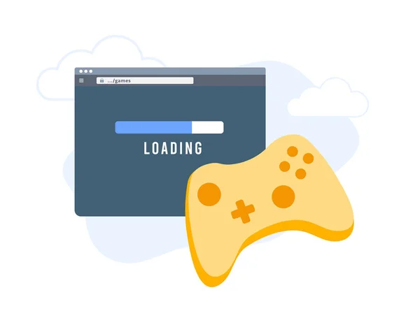 Cloud Gaming Koncepci Prohlížeče Načítání Hry Webovém Prohlížeči Minimální Latencí — Stockový vektor