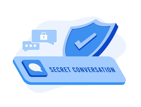 带有端到端加密概念的秘密聊天消息 加密的聊天和私人对话 安全的通信在消息传递应用程序 矢量说明 — 图库矢量图片