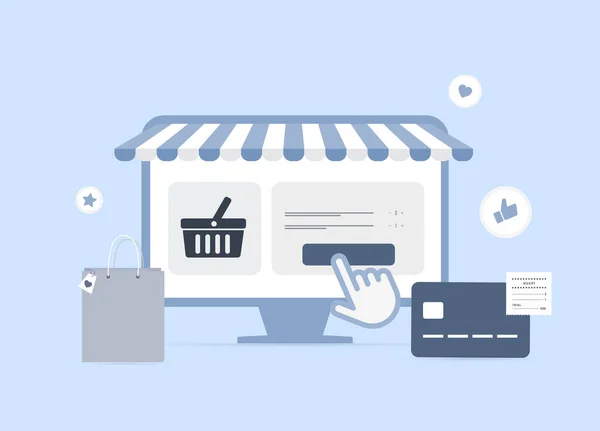 Online Shopping Mit Commerce Marktplatz Webseiten Konzept Erkunden Sie Commerce — Stockvektor