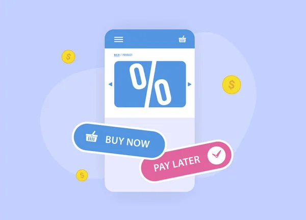 Bnpl Koop Pay Later Commerce Marketing Strategie Concept Flexibele Betalingsoptie — Stockvector